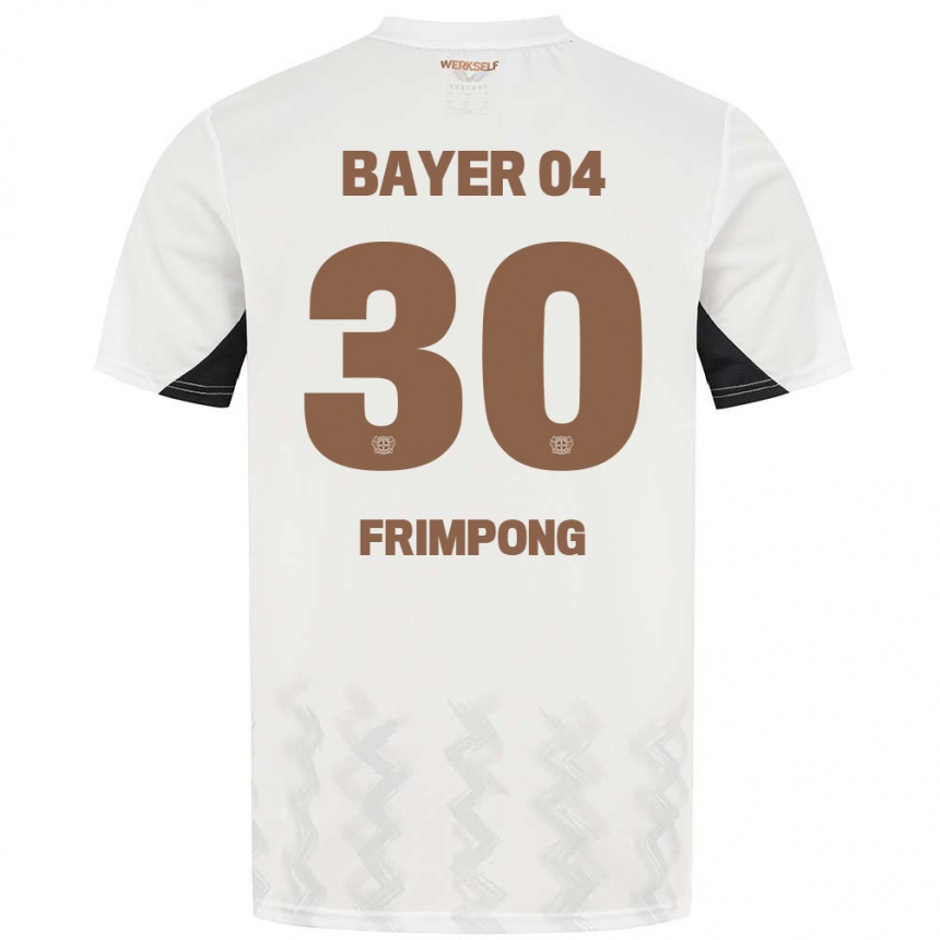 Women Football Jeremie Frimpong #30 White Black Away Jersey 2024/25 T-Shirt Nz