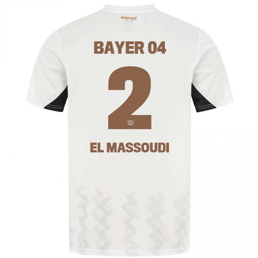 Women Football Nassim El Massoudi #2 White Black Away Jersey 2024/25 T-Shirt Nz