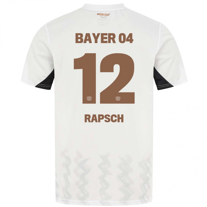 Women Football Simeon Rapsch #12 White Black Away Jersey 2024/25 T-Shirt Nz