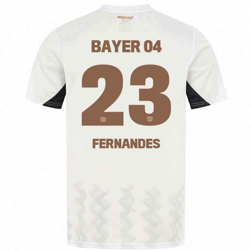 Women Football Tyron Fernandes #23 White Black Away Jersey 2024/25 T-Shirt Nz