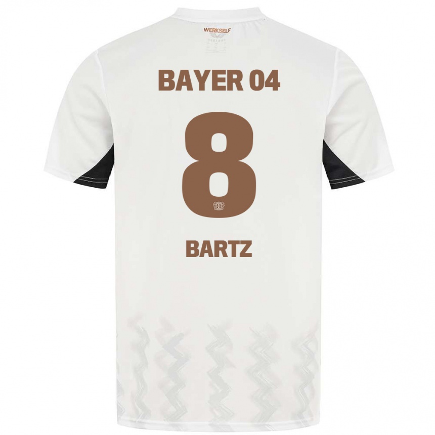 Women Football Paulina Bartz #8 White Black Away Jersey 2024/25 T-Shirt Nz