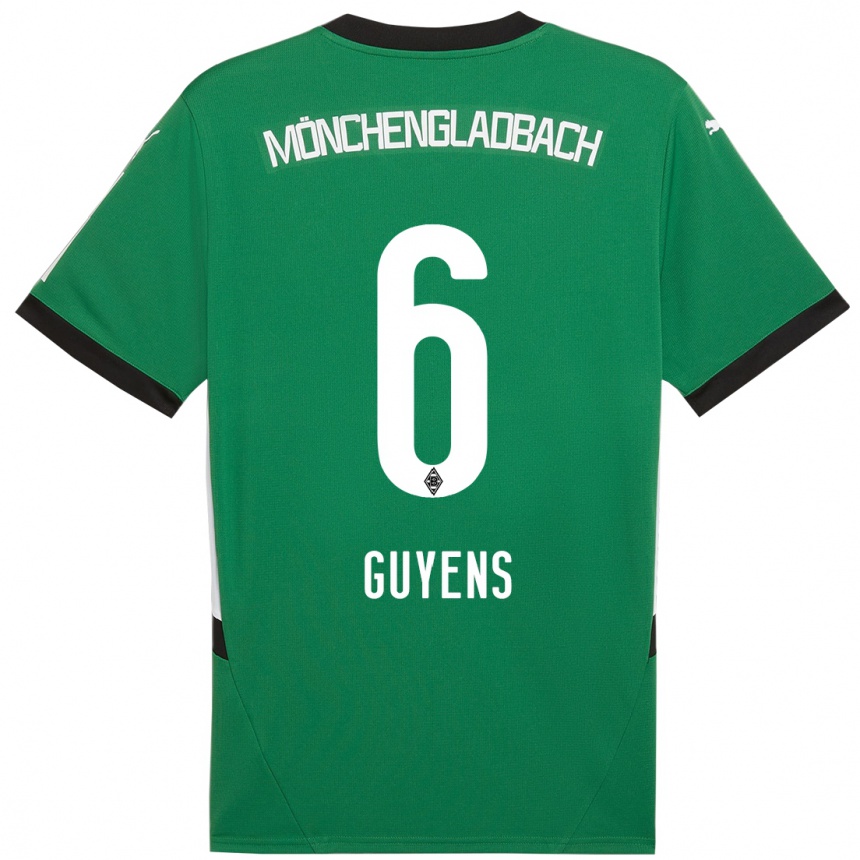 Women Football Emily Guyens #6 Green White Away Jersey 2024/25 T-Shirt Nz