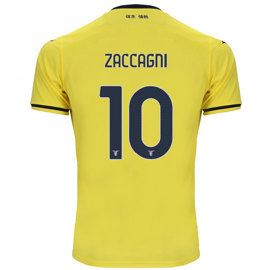 Women Football Mattia Zaccagni #10 Yellow Away Jersey 2024/25 T-Shirt Nz