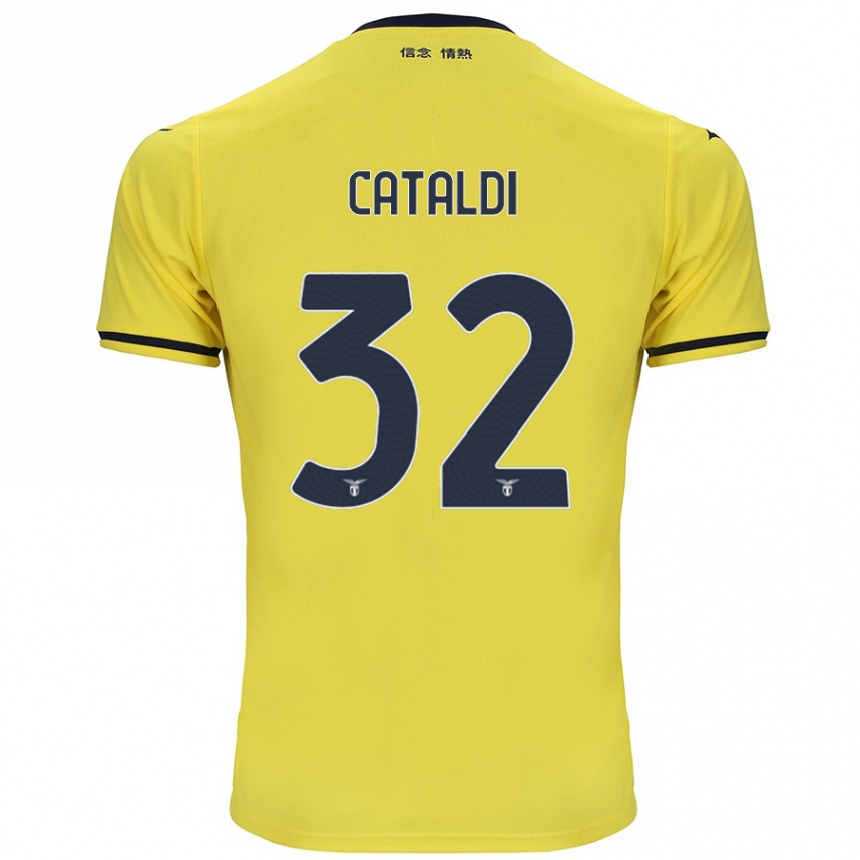 Women Football Danilo Cataldi #32 Yellow Away Jersey 2024/25 T-Shirt Nz