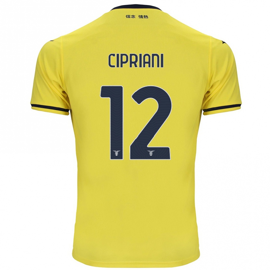 Women Football Alessio Cipriani #12 Yellow Away Jersey 2024/25 T-Shirt Nz