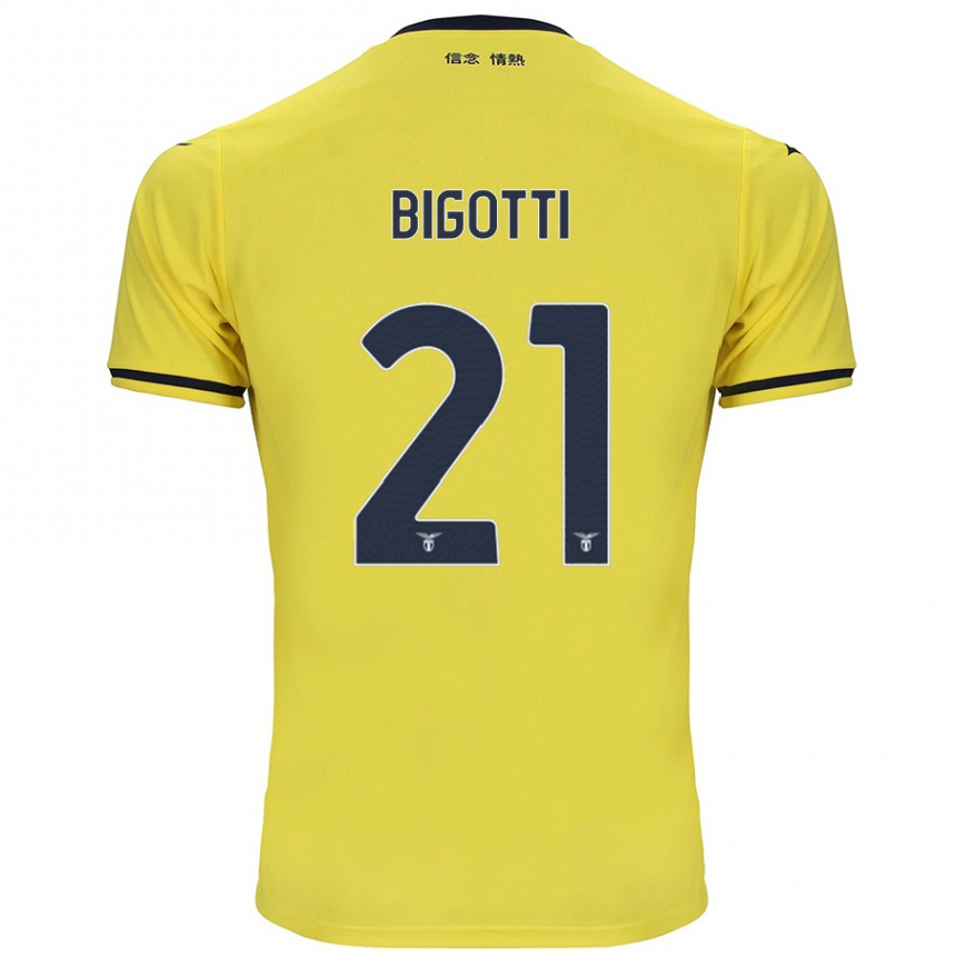 Women Football Massimo Bigotti #21 Yellow Away Jersey 2024/25 T-Shirt Nz