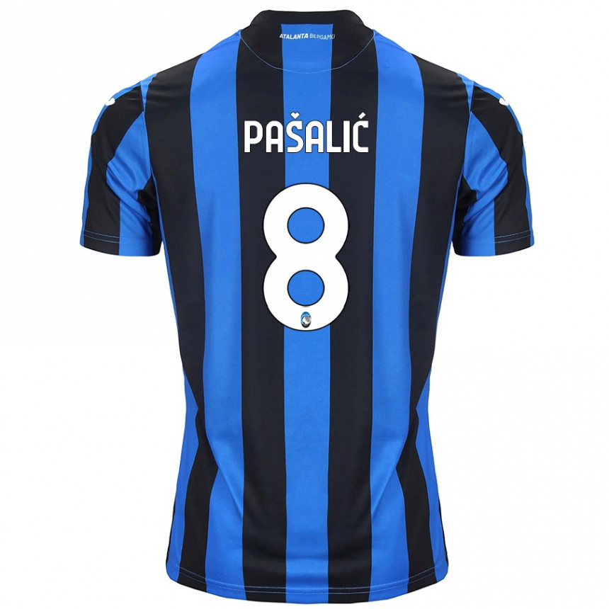 Kids Football Mario Pasalic #8 Blue Black Home Jersey 2024/25 T-Shirt Nz