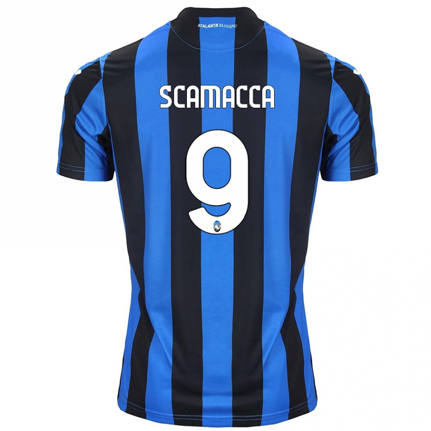 Kids Football Gianluca Scamacca #9 Blue Black Home Jersey 2024/25 T-Shirt Nz