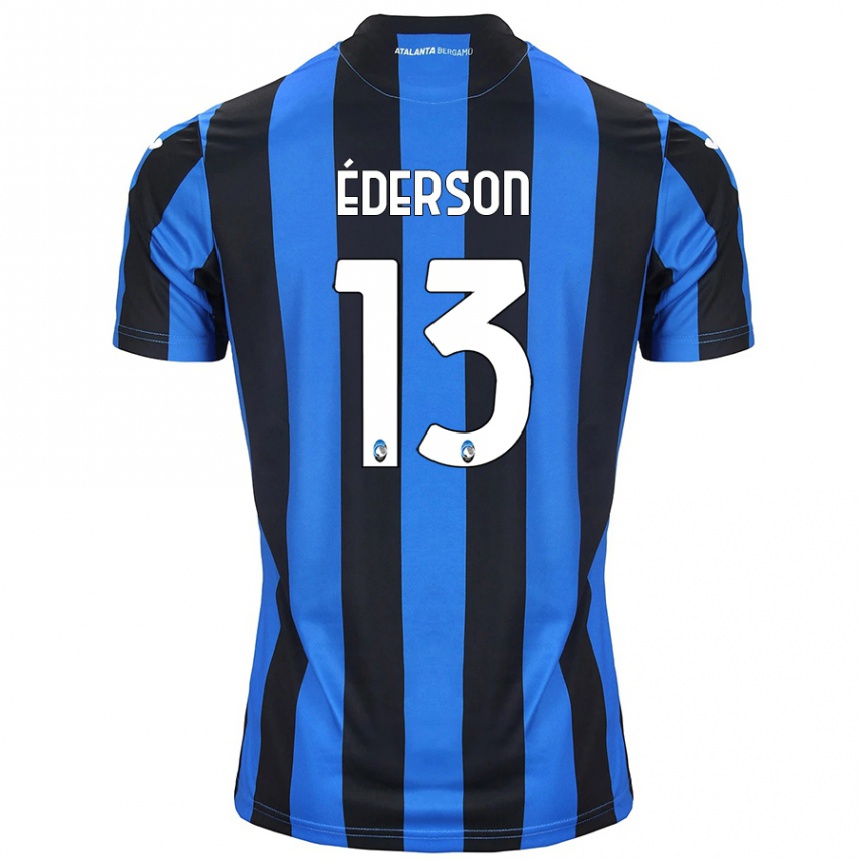 Kids Football Éderson #13 Blue Black Home Jersey 2024/25 T-Shirt Nz