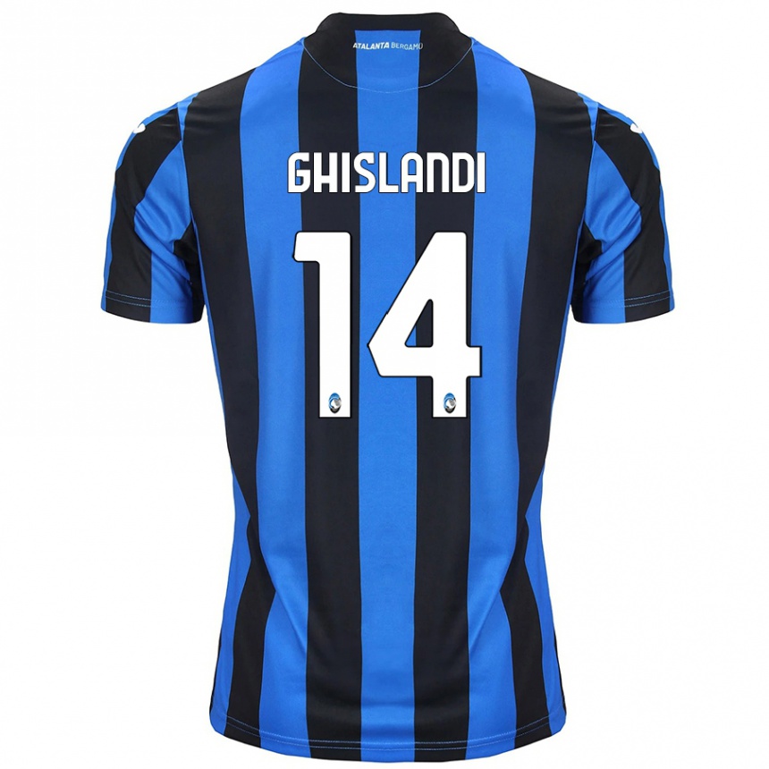 Kids Football Davide Ghislandi #14 Blue Black Home Jersey 2024/25 T-Shirt Nz