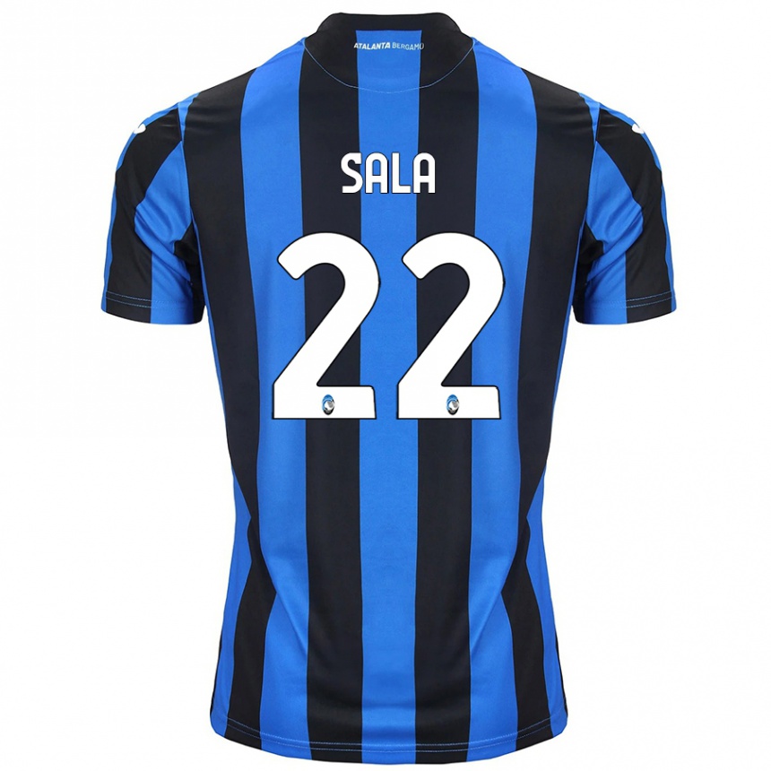 Kids Football Lorenzo Sala #22 Blue Black Home Jersey 2024/25 T-Shirt Nz