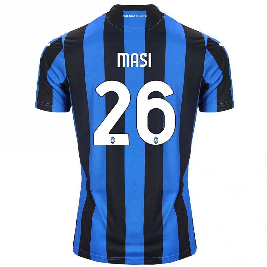 Kids Football Alberto Masi #26 Blue Black Home Jersey 2024/25 T-Shirt Nz