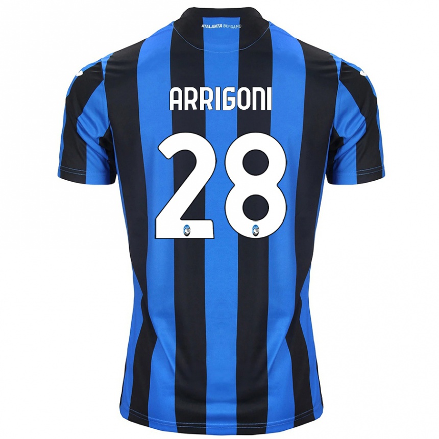 Kids Football Mattia Arrigoni #28 Blue Black Home Jersey 2024/25 T-Shirt Nz