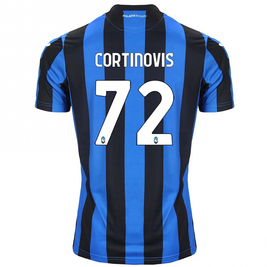 Kids Football Alessandro Cortinovis #72 Blue Black Home Jersey 2024/25 T-Shirt Nz