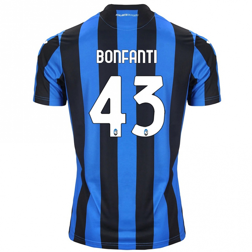 Kids Football Giovanni Bonfanti #43 Blue Black Home Jersey 2024/25 T-Shirt Nz