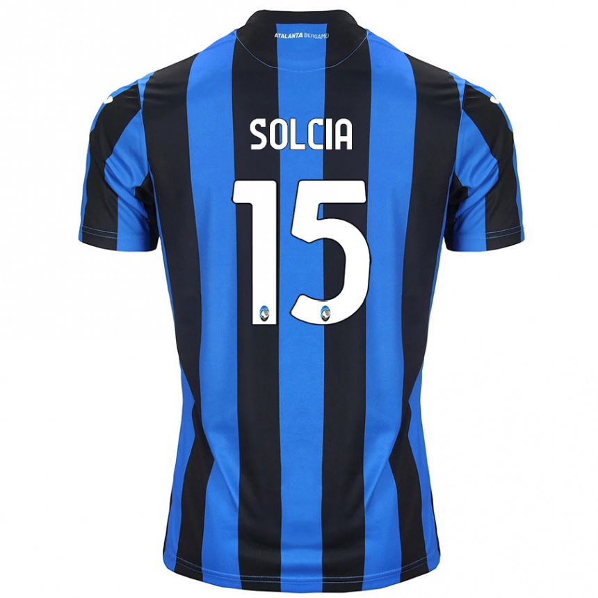 Kids Football Daniele Solcia #15 Blue Black Home Jersey 2024/25 T-Shirt Nz