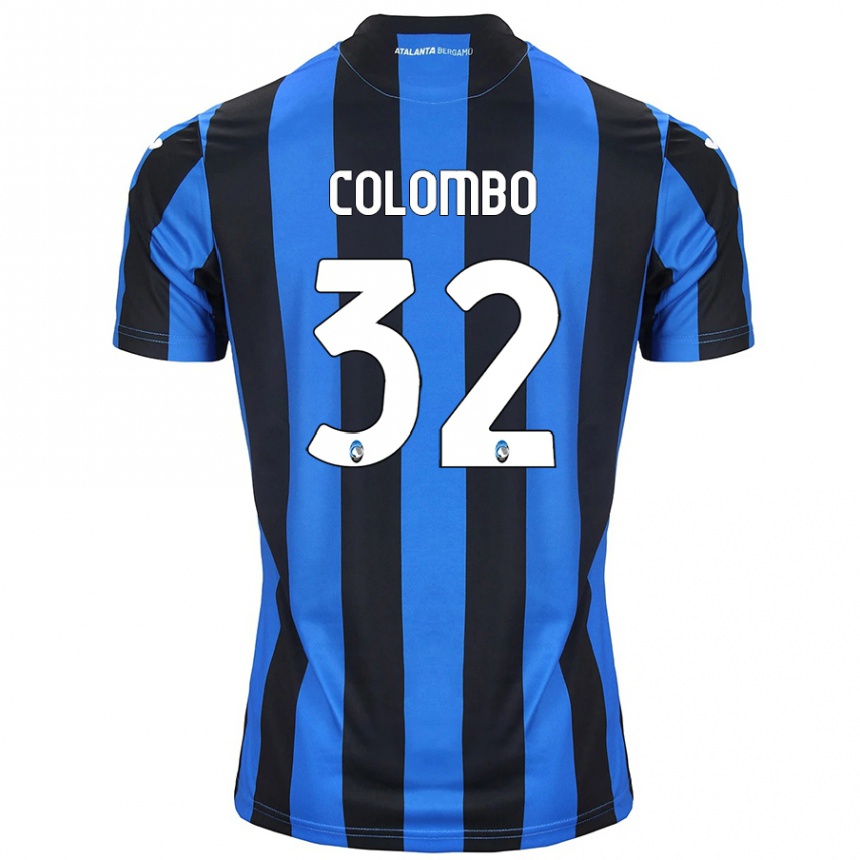 Kids Football Matteo Colombo #32 Blue Black Home Jersey 2024/25 T-Shirt Nz