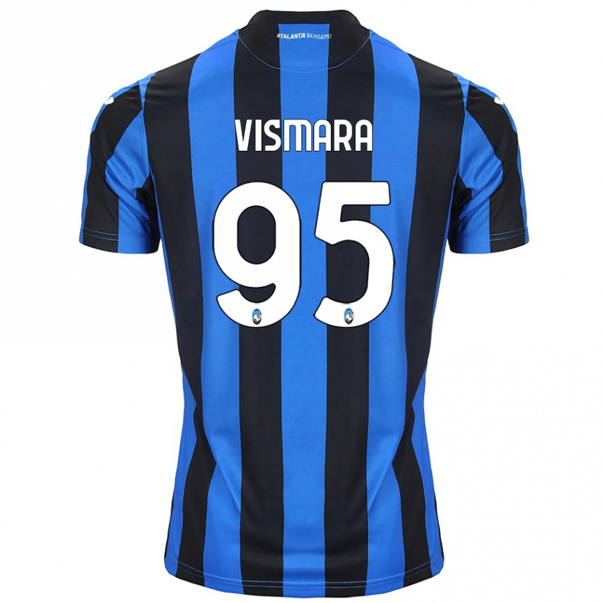 Kids Football Paolo Vismara #95 Blue Black Home Jersey 2024/25 T-Shirt Nz