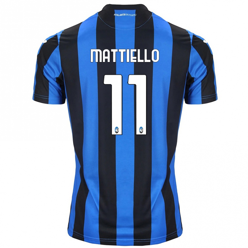 Kids Football Federico Mattiello #11 Blue Black Home Jersey 2024/25 T-Shirt Nz