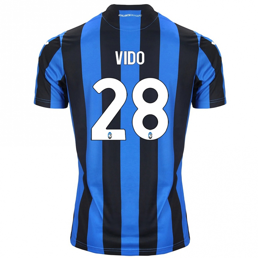 Kids Football Luca Vido #28 Blue Black Home Jersey 2024/25 T-Shirt Nz