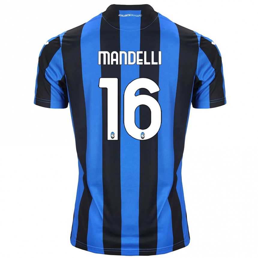 Kids Football Giulia Mandelli #16 Blue Black Home Jersey 2024/25 T-Shirt Nz