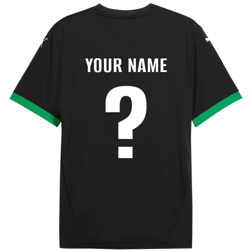 Kids Football Your Name #0 Black Dark Green Home Jersey 2024/25 T-Shirt Nz