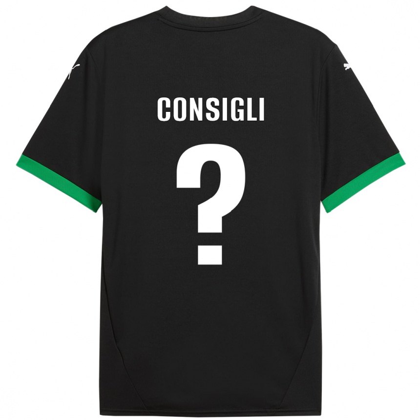 Kids Football Andrea Consigli #0 Black Dark Green Home Jersey 2024/25 T-Shirt Nz