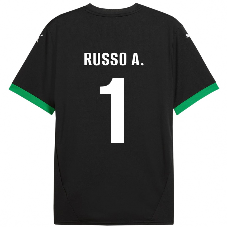 Kids Football Alessandro Russo #1 Black Dark Green Home Jersey 2024/25 T-Shirt Nz