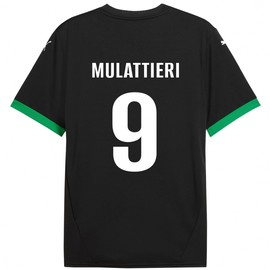 Kids Football Samuele Mulattieri #9 Black Dark Green Home Jersey 2024/25 T-Shirt Nz