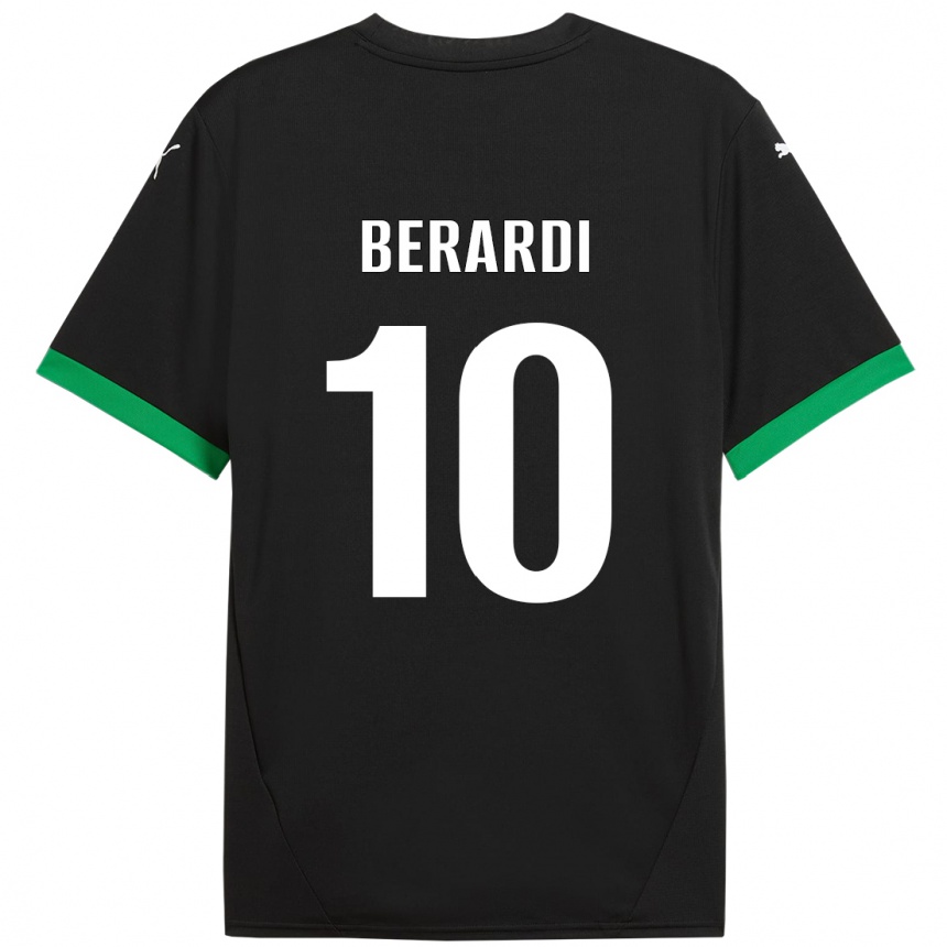 Kids Football Domenico Berardi #10 Black Dark Green Home Jersey 2024/25 T-Shirt Nz