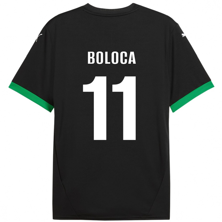 Kids Football Daniel Boloca #11 Black Dark Green Home Jersey 2024/25 T-Shirt Nz