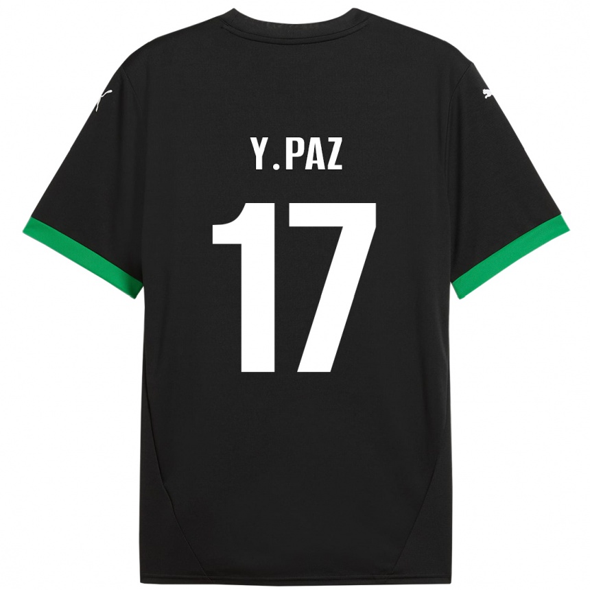 Kids Football Yeferson Paz #17 Black Dark Green Home Jersey 2024/25 T-Shirt Nz