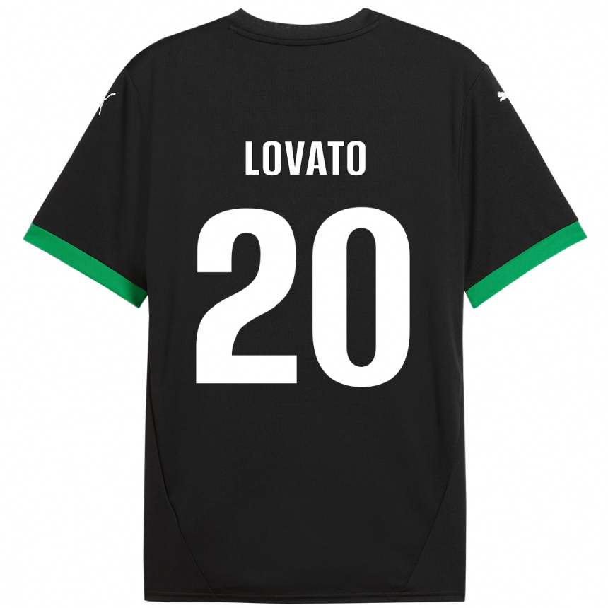 Kids Football Matteo Lovato #20 Black Dark Green Home Jersey 2024/25 T-Shirt Nz