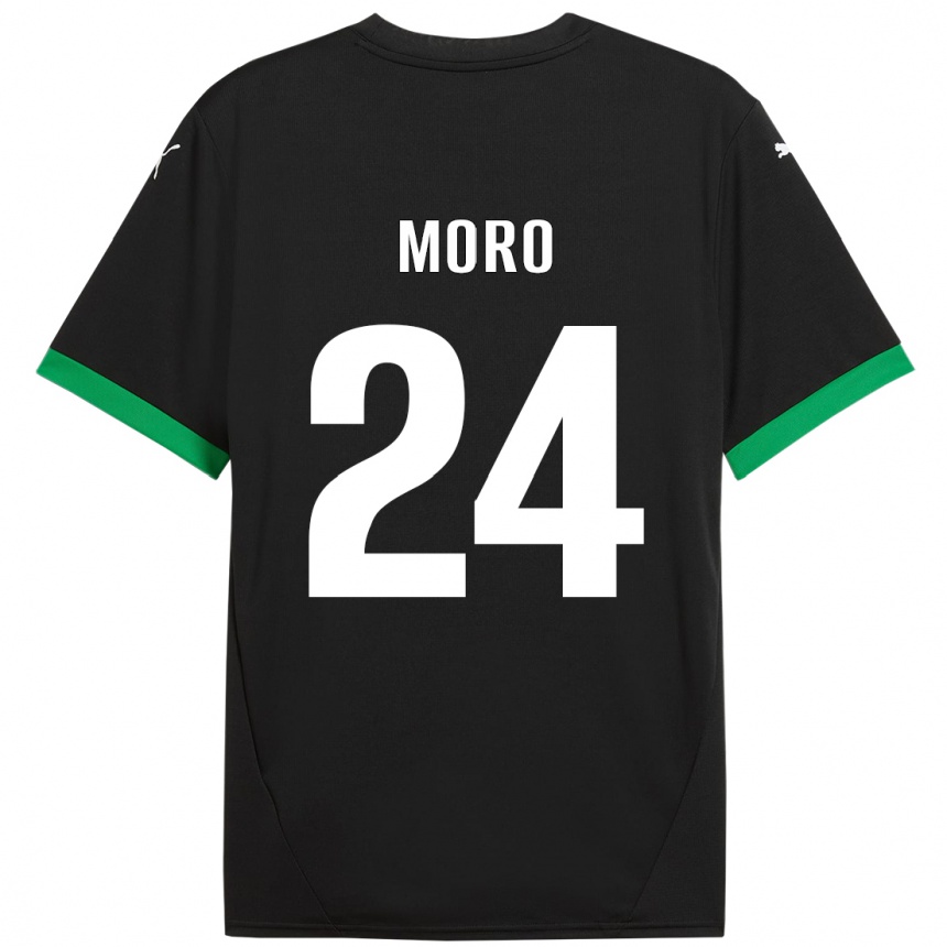 Kids Football Luca Moro #24 Black Dark Green Home Jersey 2024/25 T-Shirt Nz