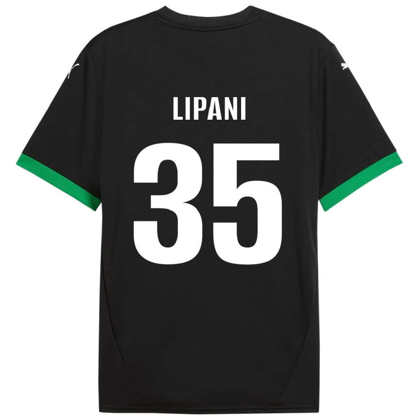 Kids Football Luca Lipani #35 Black Dark Green Home Jersey 2024/25 T-Shirt Nz