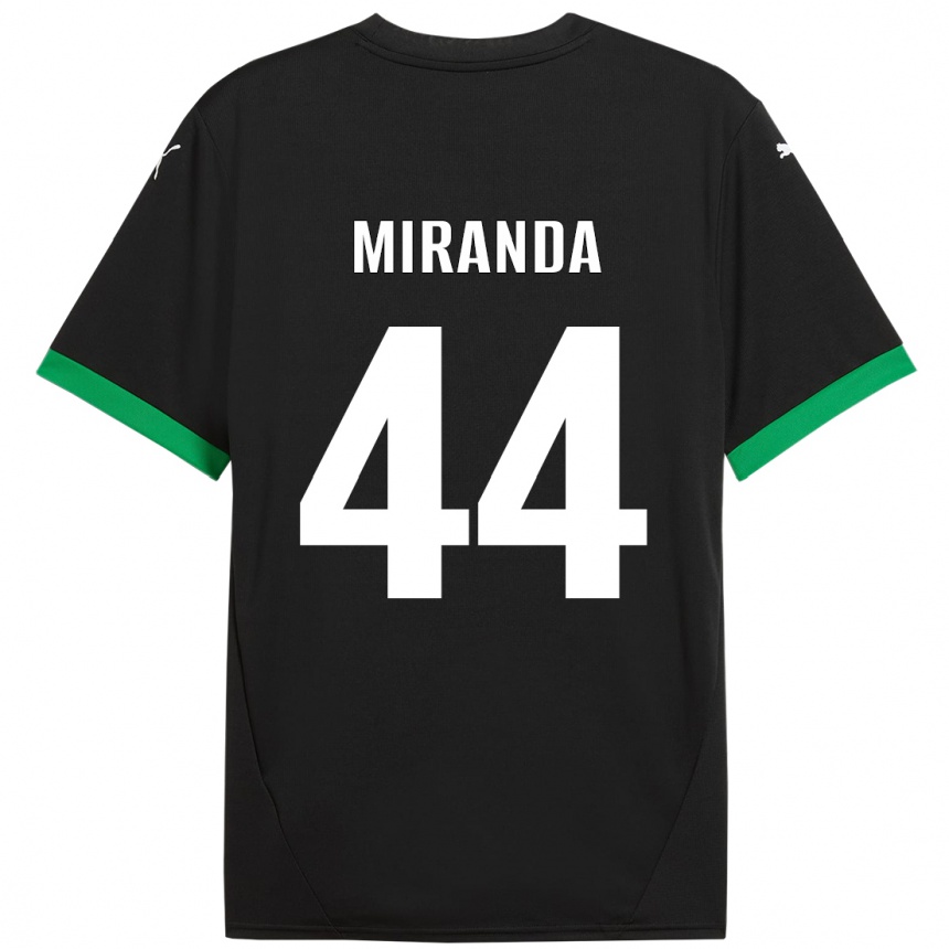 Kids Football Kevin Miranda #44 Black Dark Green Home Jersey 2024/25 T-Shirt Nz