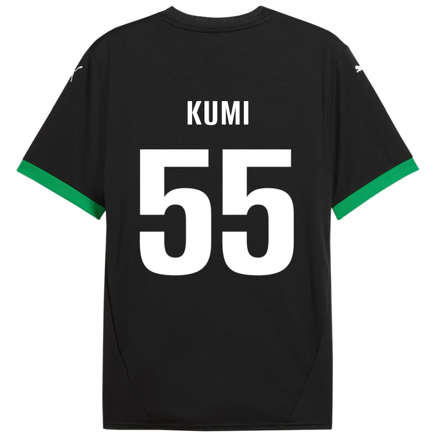 Kids Football Justin Kumi #55 Black Dark Green Home Jersey 2024/25 T-Shirt Nz