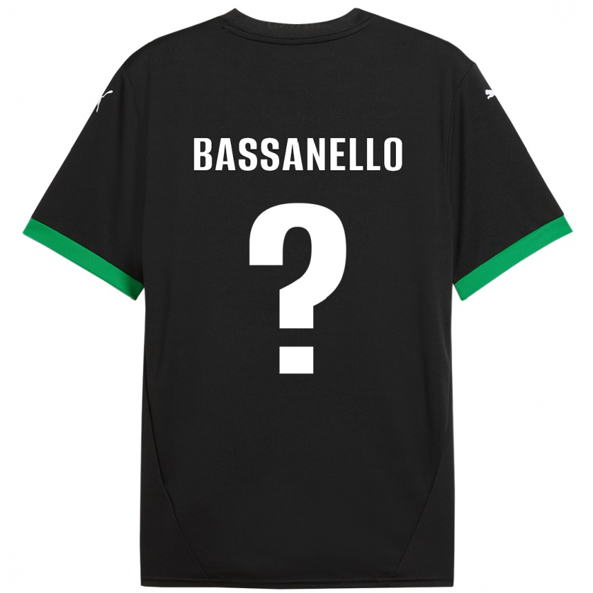 Kids Football Davide Bassanello #0 Black Dark Green Home Jersey 2024/25 T-Shirt Nz