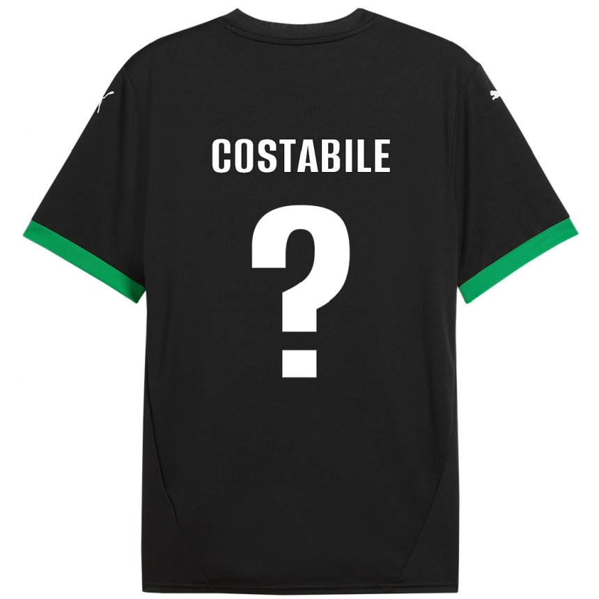 Kids Football Cristian Costabile #0 Black Dark Green Home Jersey 2024/25 T-Shirt Nz