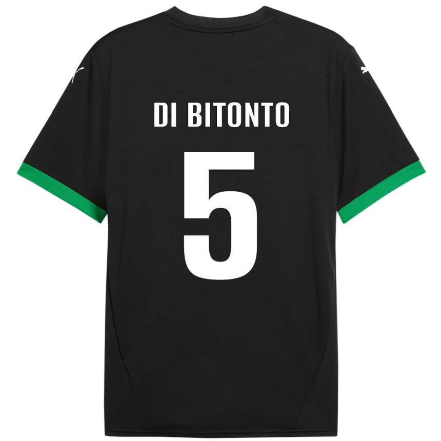 Kids Football Alessandro Di Bitonto #5 Black Dark Green Home Jersey 2024/25 T-Shirt Nz