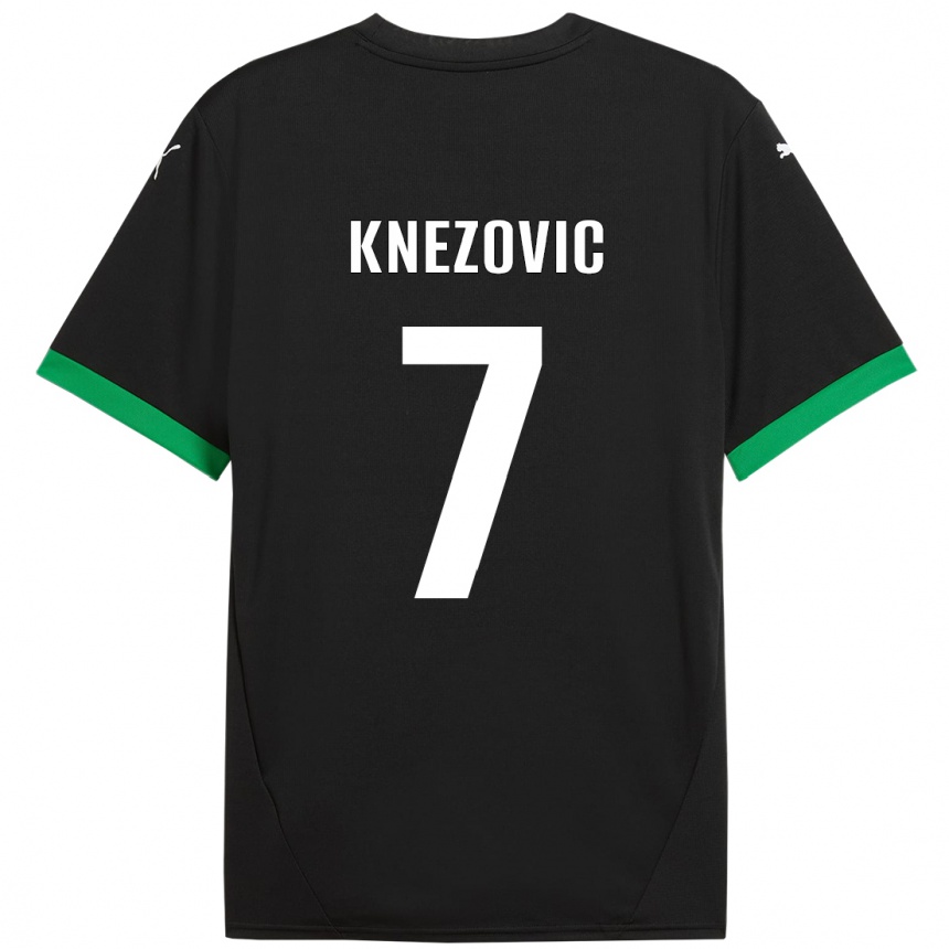 Kids Football Borna Knezovic #7 Black Dark Green Home Jersey 2024/25 T-Shirt Nz