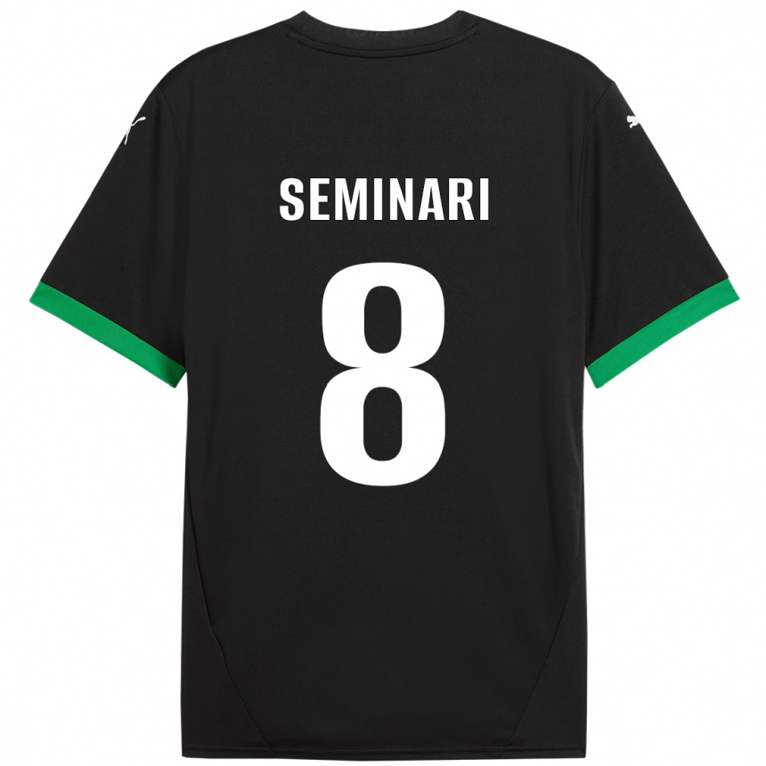 Kids Football Giacomo Seminari #8 Black Dark Green Home Jersey 2024/25 T-Shirt Nz