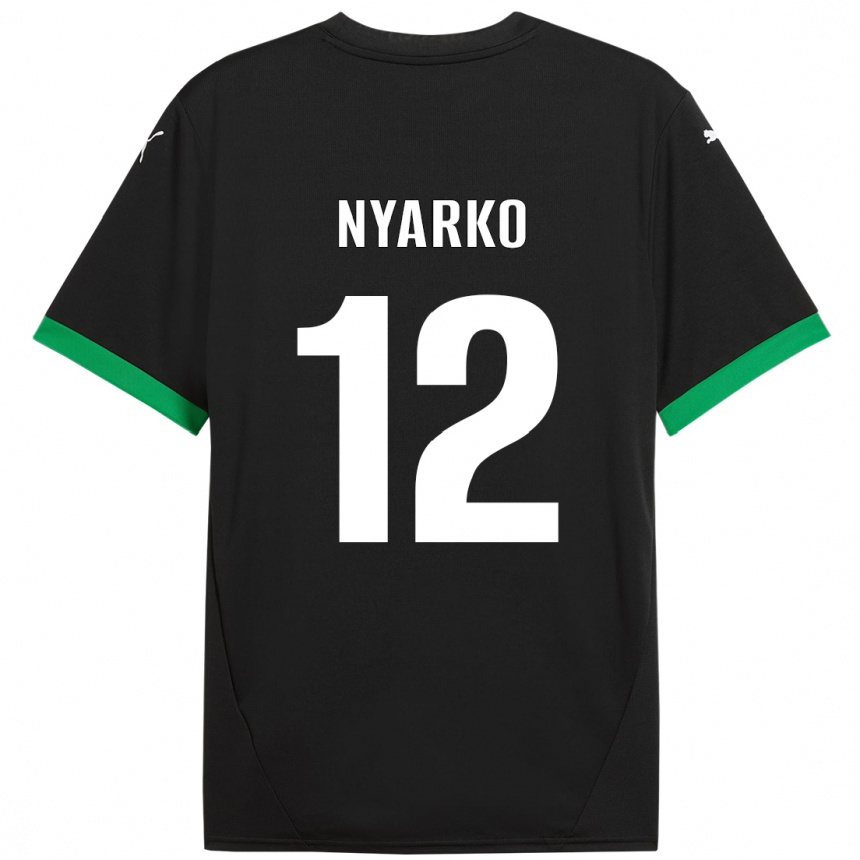 Kids Football Lorenzo Nyarko #12 Black Dark Green Home Jersey 2024/25 T-Shirt Nz