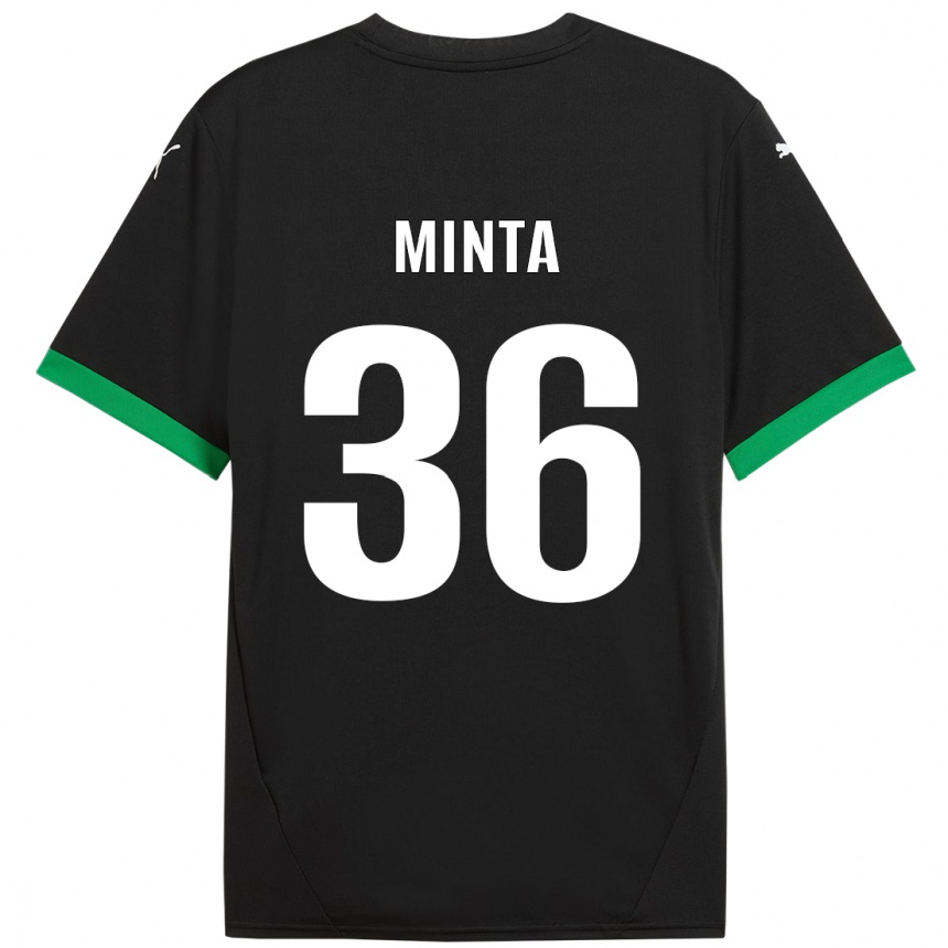 Kids Football Amoako Minta #36 Black Dark Green Home Jersey 2024/25 T-Shirt Nz