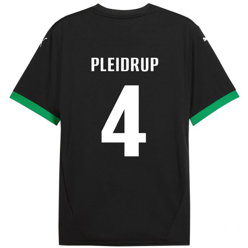 Kids Football Caroline Pleidrup #4 Black Dark Green Home Jersey 2024/25 T-Shirt Nz