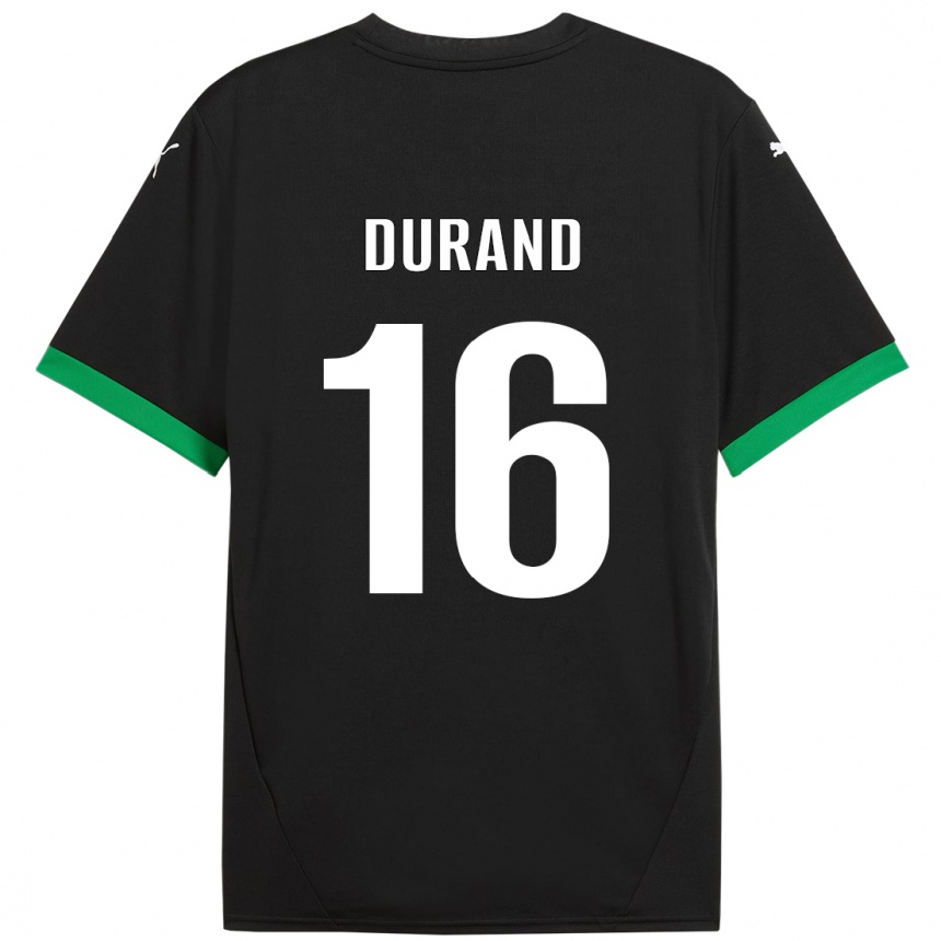 Kids Football Solène Durand #16 Black Dark Green Home Jersey 2024/25 T-Shirt Nz