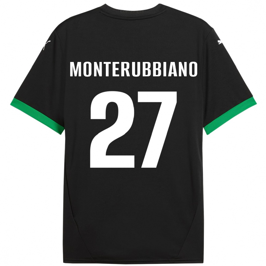 Kids Football Valeria Monterubbiano #27 Black Dark Green Home Jersey 2024/25 T-Shirt Nz