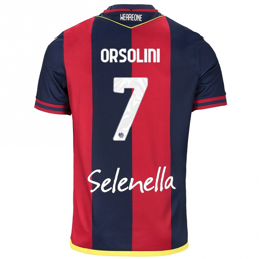 Kids Football Riccardo Orsolini #7 Red Royal Blue Home Jersey 2024/25 T-Shirt Nz