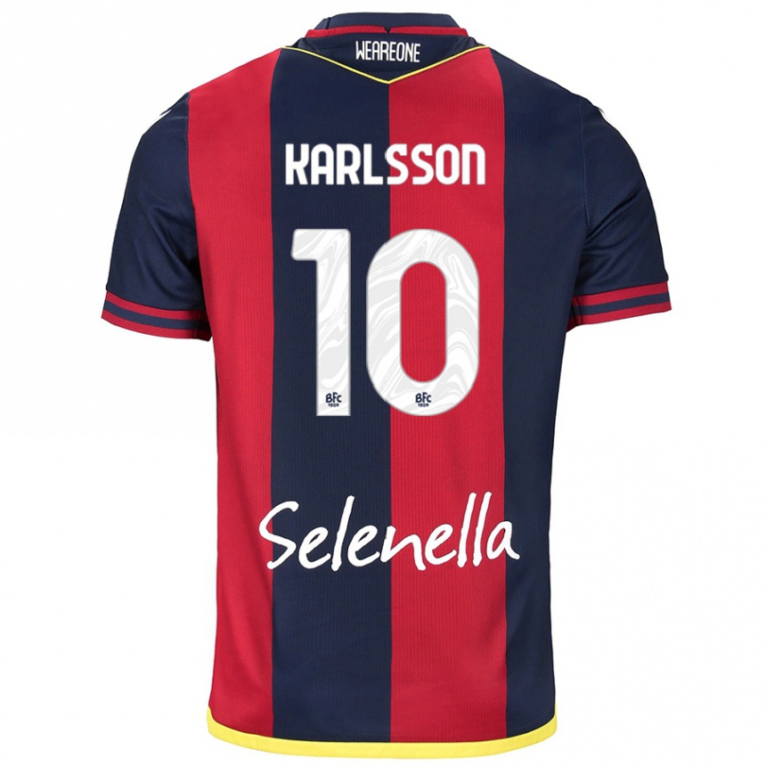 Kids Football Jesper Karlsson #10 Red Royal Blue Home Jersey 2024/25 T-Shirt Nz