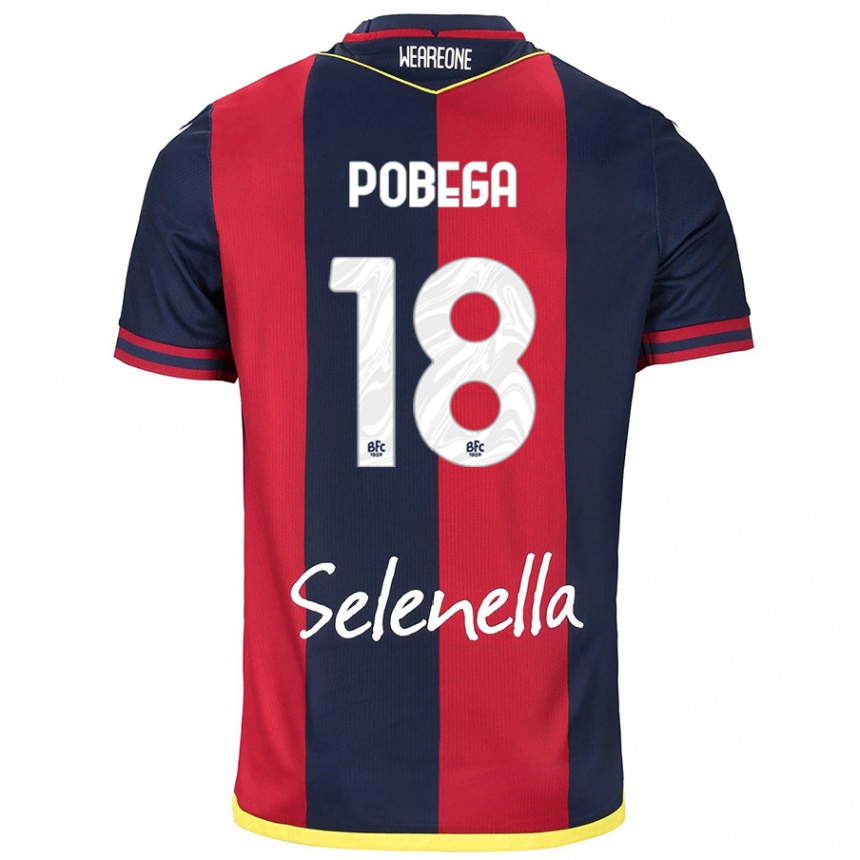 Kids Football Tommaso Pobega #18 Red Royal Blue Home Jersey 2024/25 T-Shirt Nz